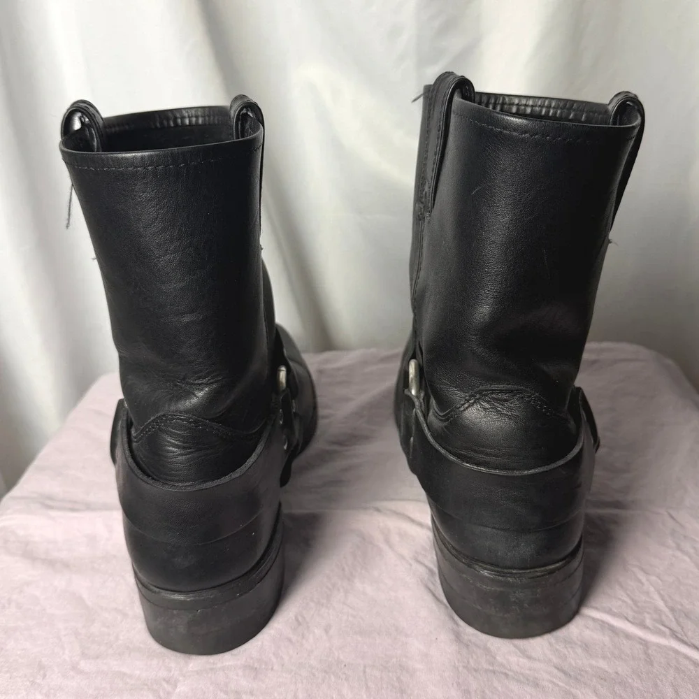 VTG Frye Harness 8R Men's 11M Black Leather Engineer Boots Made in USA Moto Work